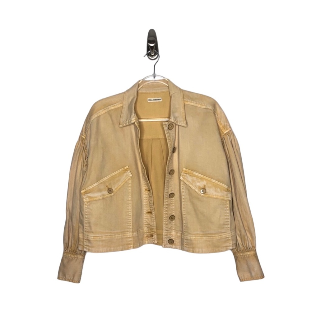 Ulla Johnson | NWOT Griffin Oversized Puff Sleeve Denim Jacket Khaki Yellow P/0